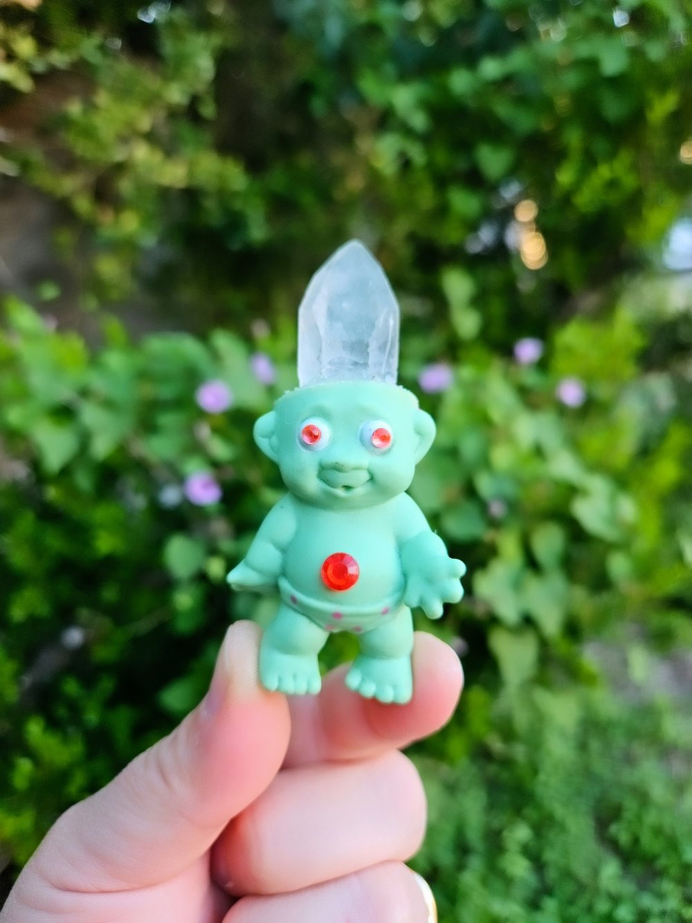 Ugly but Cute Crystal Troll Cyan + Polka Dots 3.5"