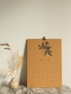 2024 Botanical Wall  Calendar A4 - Recycled Kraft Brown Card - Minimalist Design. 