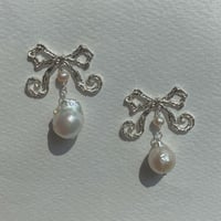 Image 1 of bow drop earrings