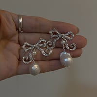 Image 3 of bow drop earrings