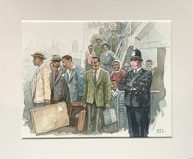 Image of 'The First  Passengers Disembarking From The Empire Windrush.