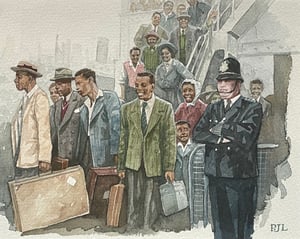 Image of 'The First  Passengers Disembarking From The Empire Windrush. 
