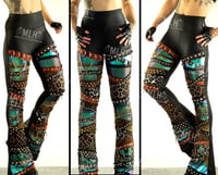 Image 1 of HIGH WAISTED MERMAID/LEOPARD COLLAGE FLARES (2 OF A KIND)