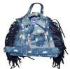 Zeta Denim Fringe Jacket Backpack Purse