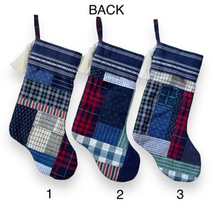 Image of CHRISTMAS STOCKING - BLUE/RED PATCHWORK