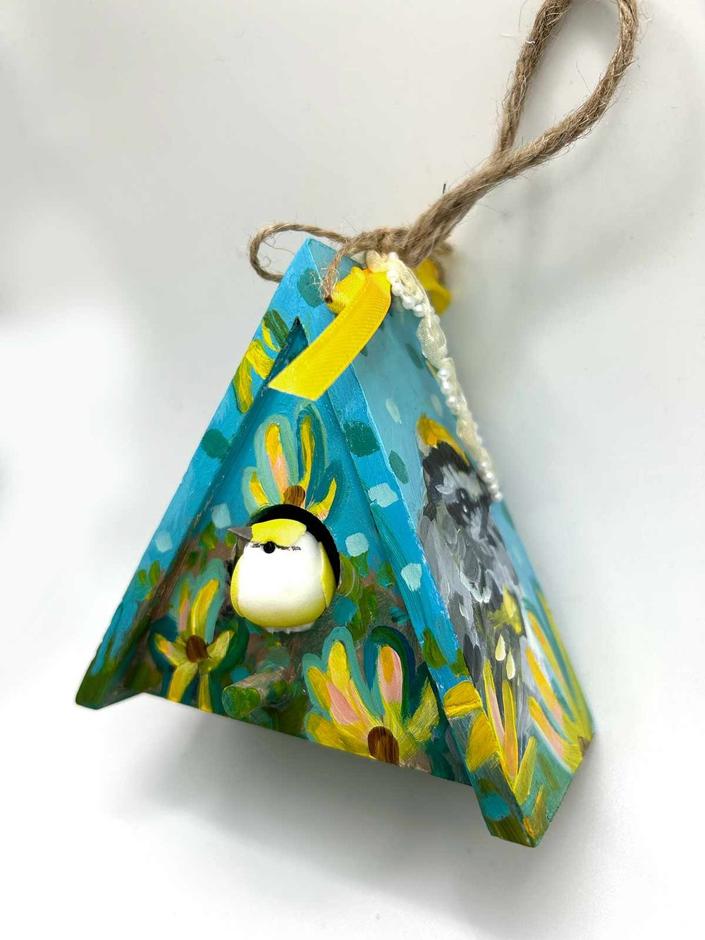 Golden-Crowned Kinglet bird house ornament