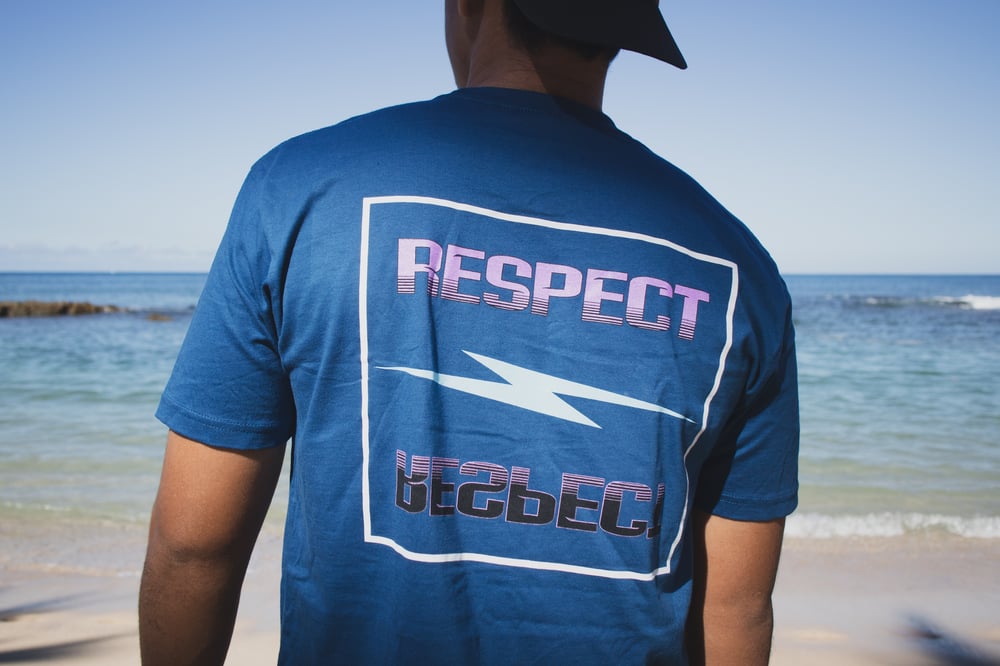 "Respect" blue tee