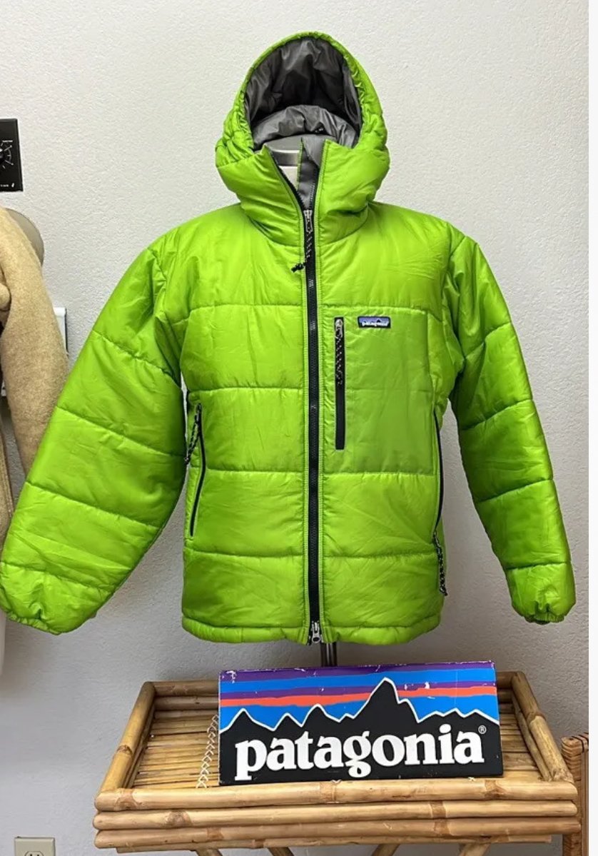 Image of Deadstock NOS GECKO green Patagonia Das Parka Vintage FA 02 XS