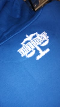 Image 2 of BLUE/WHITE BANDANA PRINT "DIFFERENT ⚖️ HOODIE"