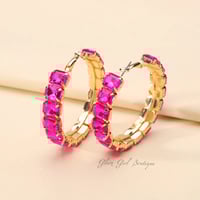 Image 1 of "Lux Hoops"  (Hot Pink)