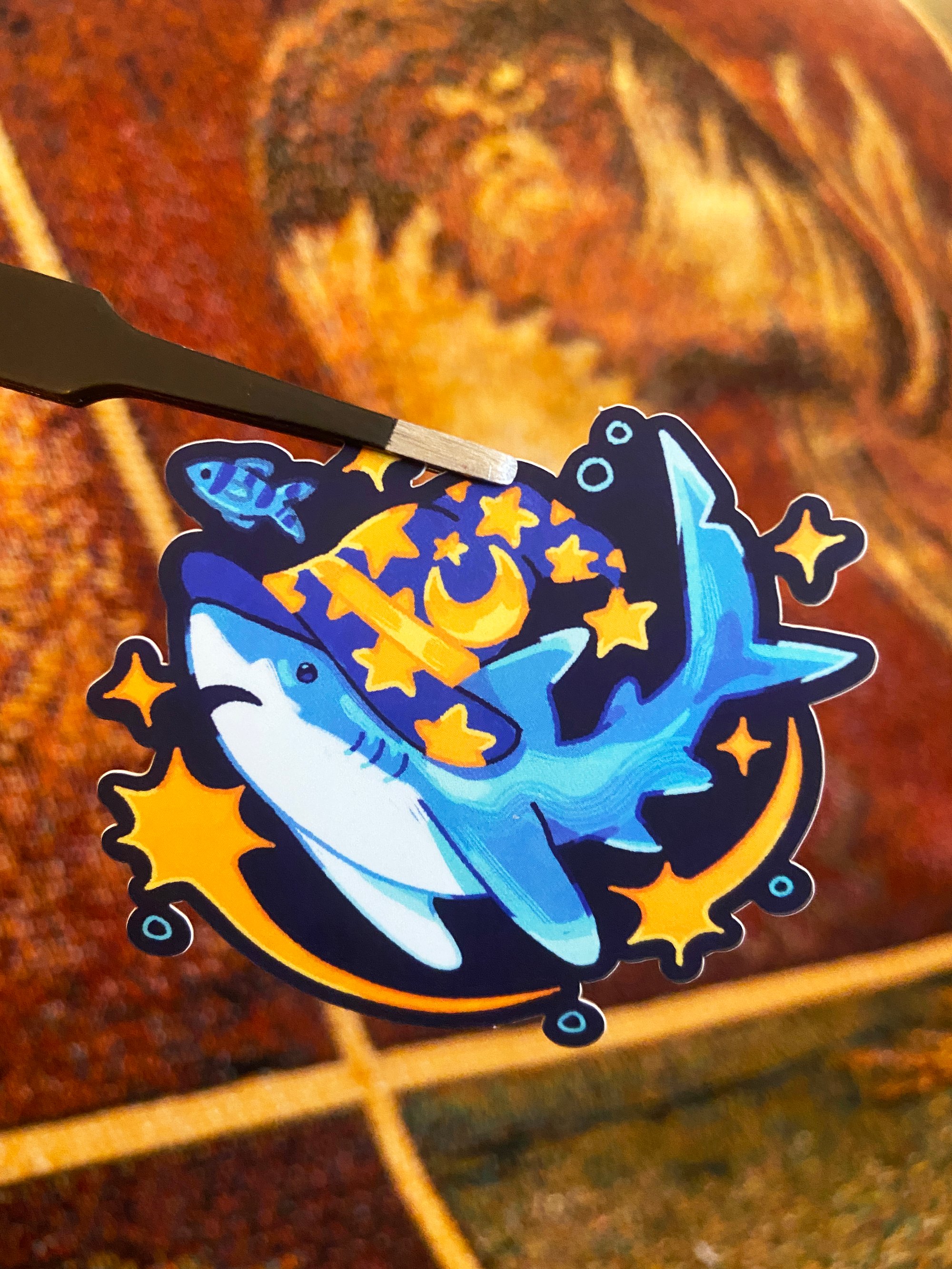 Blue Shark Wizard Sticker | catnoli
