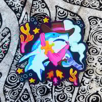 Image 1 of Great White Shark Cowboy Sticker