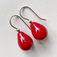 Image 1 of Earrings -  Red Teardrops