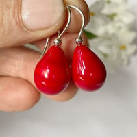 Image 3 of Earrings -  Red Teardrops