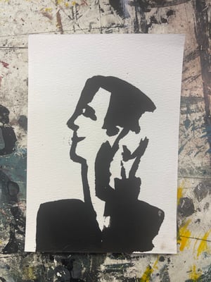 rorschach Janus portrait - 15x10 cm, acrylic on aquarelle paper