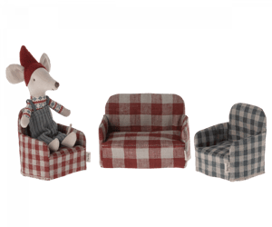 Image of Butaca roja cuadros vichy de ratón