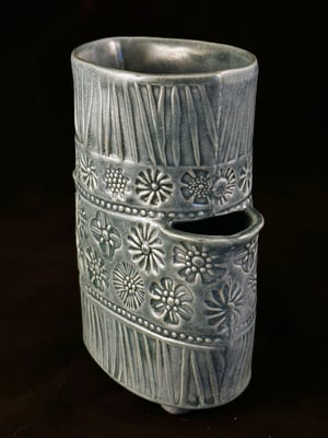 Image of Blue Grey Satin Pocket Vase