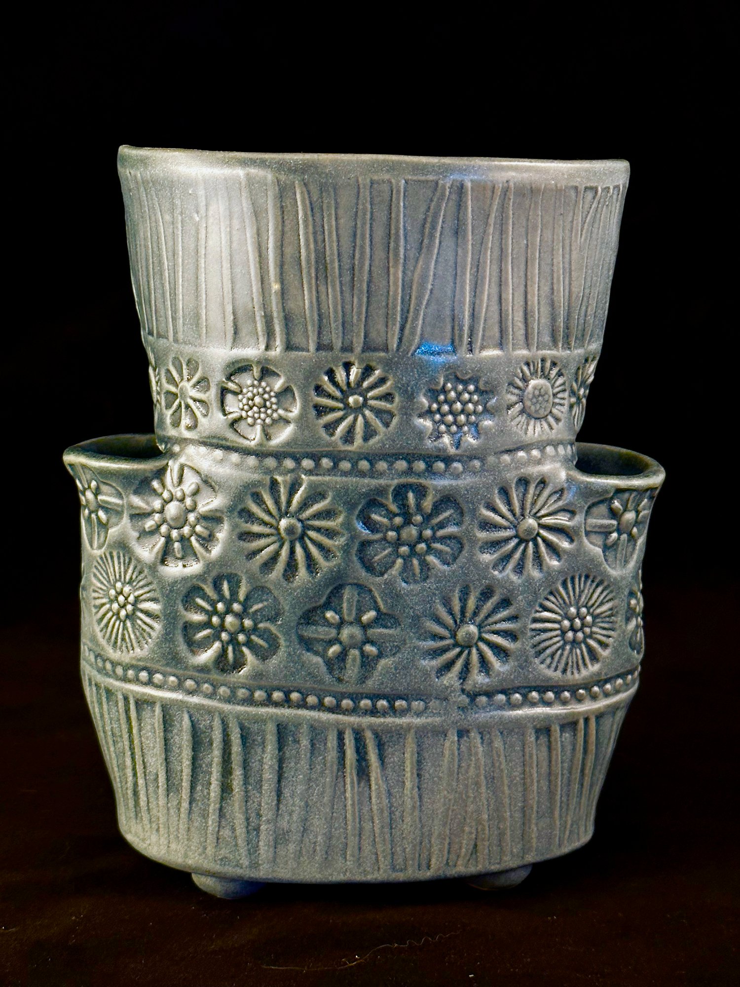 Image of Blue Grey Satin Pocket Vase