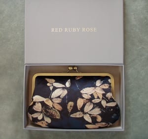 Image of Loch leaf, velvet kisslock shoulder bag with optional crossbody strap