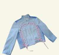Image 1 of tied up denim jacket-blush 