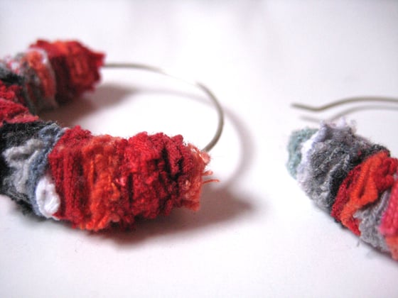 Image of Recycled T-shirt scraps :::SMALL earring hoops