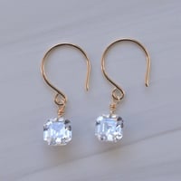 Image 4 of Asscher-cut Cubic Zirconia Tiny Hoop Earrings 14kt Gold-filled