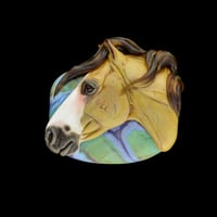Image 1 of XXL. Sentinel - Dunskin Mustang Stallion- Flamework Glass Sculpture Bead