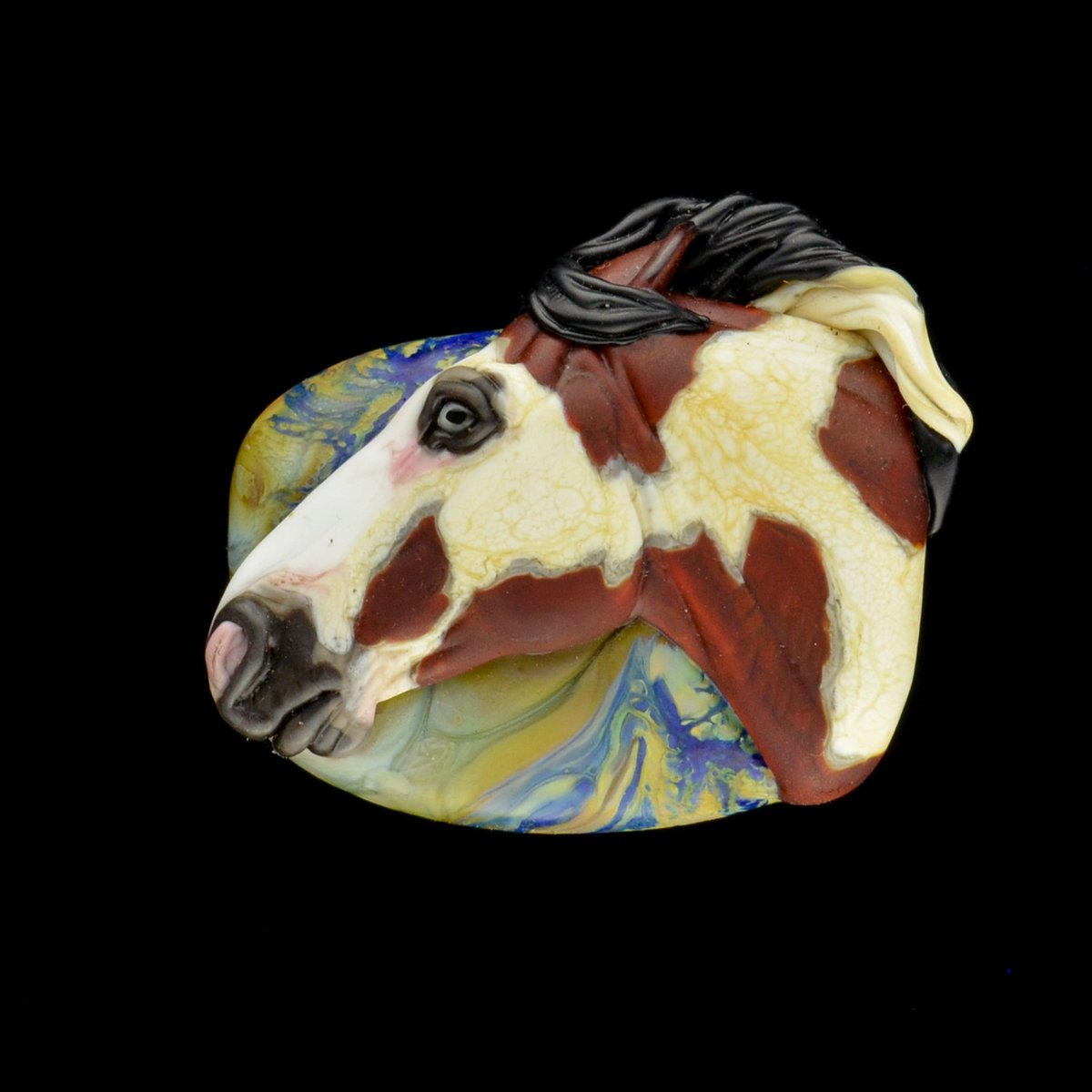 Image of XXL. Calamity - Pinto Horse - Flamework Glass Sculpture Bead