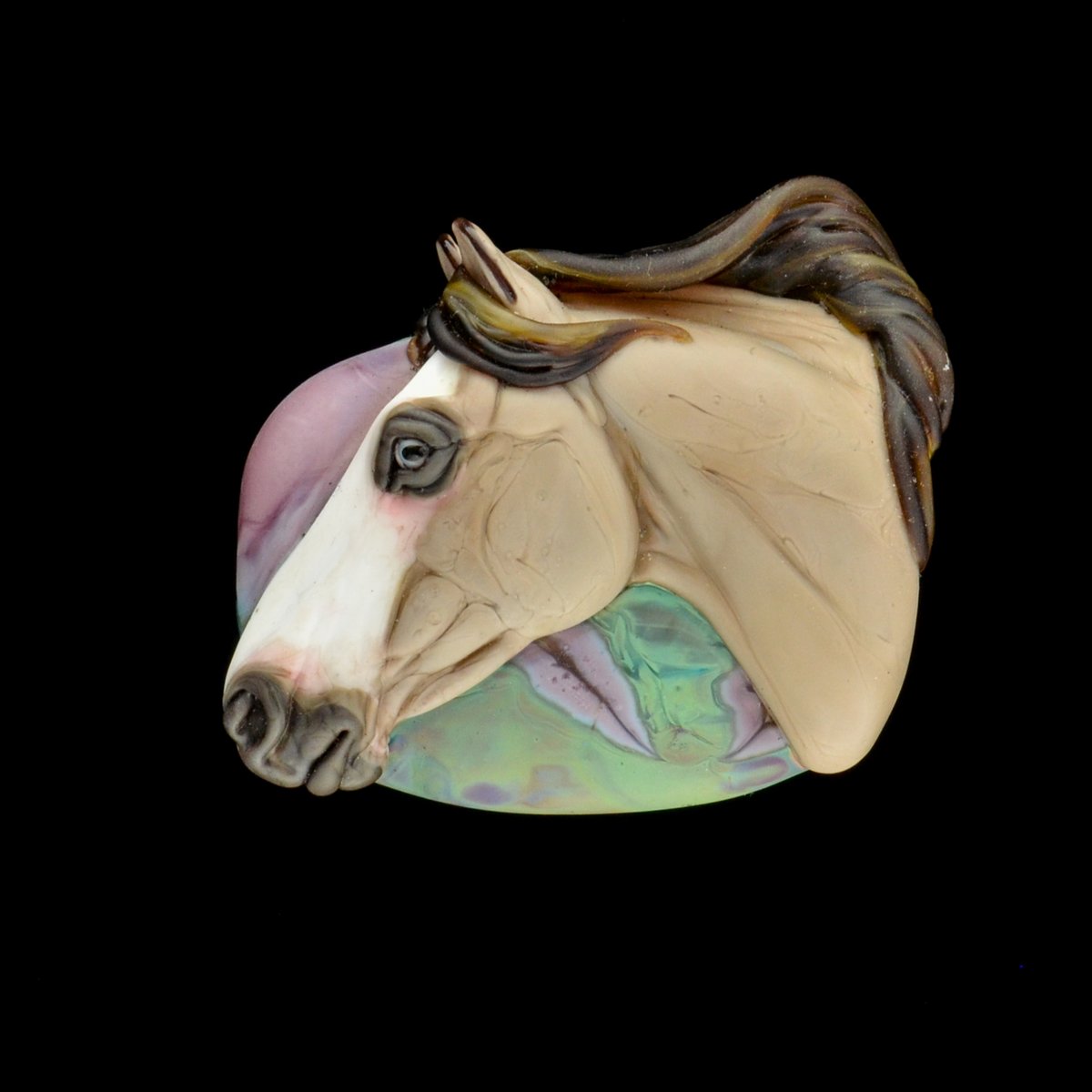 Image of XXL. Aurora - Dun Grulla Horse - Flamework Glass Sculpture Bead