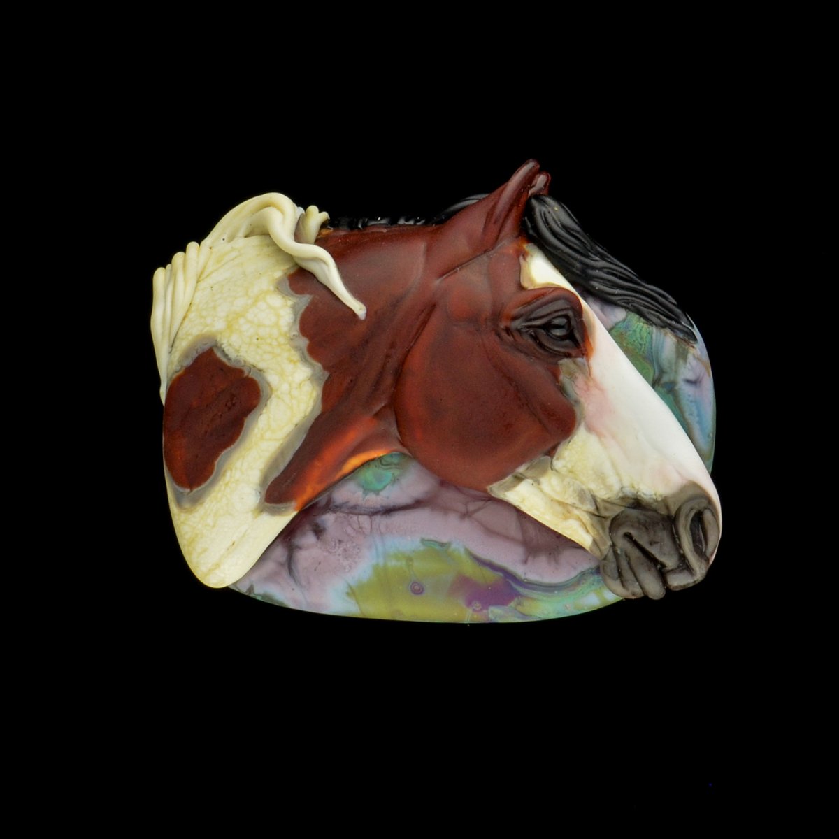 Image of XXL. Aidan Pinto Horse - Flamework Glass Sculpture Bead 