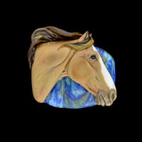 Image 1 of XXL. Gypsy - Running Dun Mare - Flamework Glass Sculpture Bead