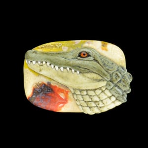 Image of XL. Sunning Alligator - Flamework Sculpture Bead