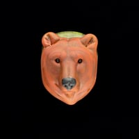 Image 1 of LG. Curious Yearling Brown Bear - Flamework Glass Sculpture Bead