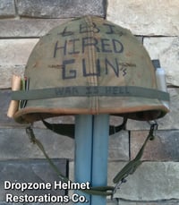 Image 1 of Vietnam M-1 Helmet 1966 liner Mitchell Cover sweatband. LBJ'S HIRED GUN's