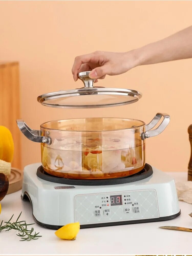 1.8L Thickened Glass Double-ear Stewpot Transparent Household Electric Ceramic Oven