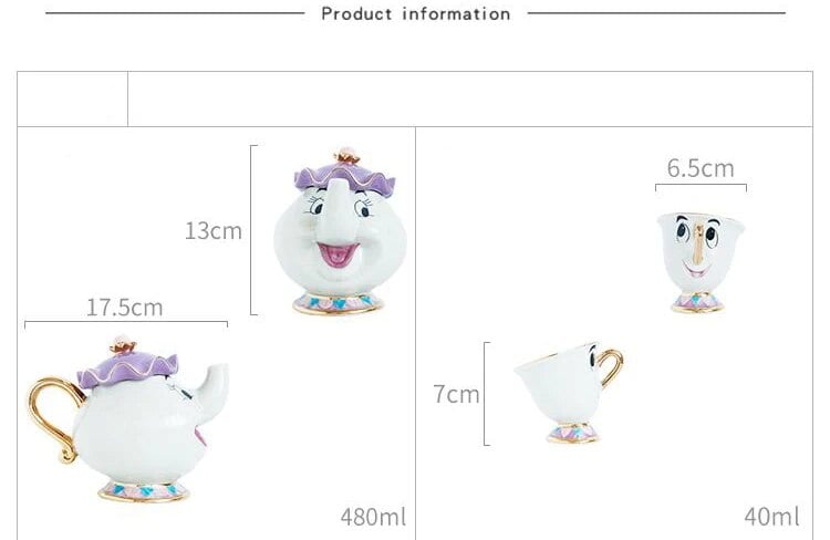 One Set Lovely Beauty And The Beast Mrs Potts Chip Coffee Tea Set
