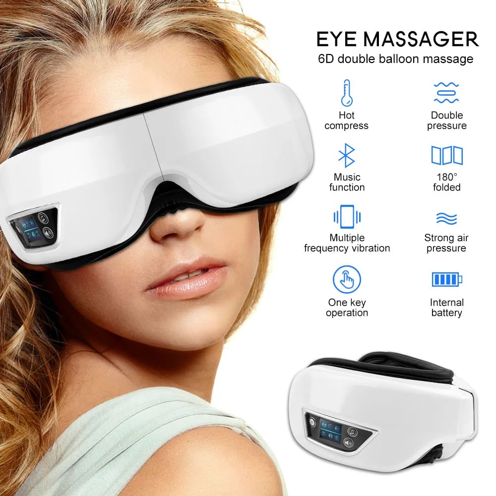 Eye Massager 6D Smart Airbag Vibration Eye Care Instrument Hot Compress Bluetooth