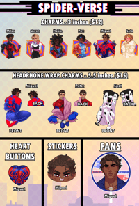 Image 1 of Spider-man Charms, Buttons, Stickers, and Fans