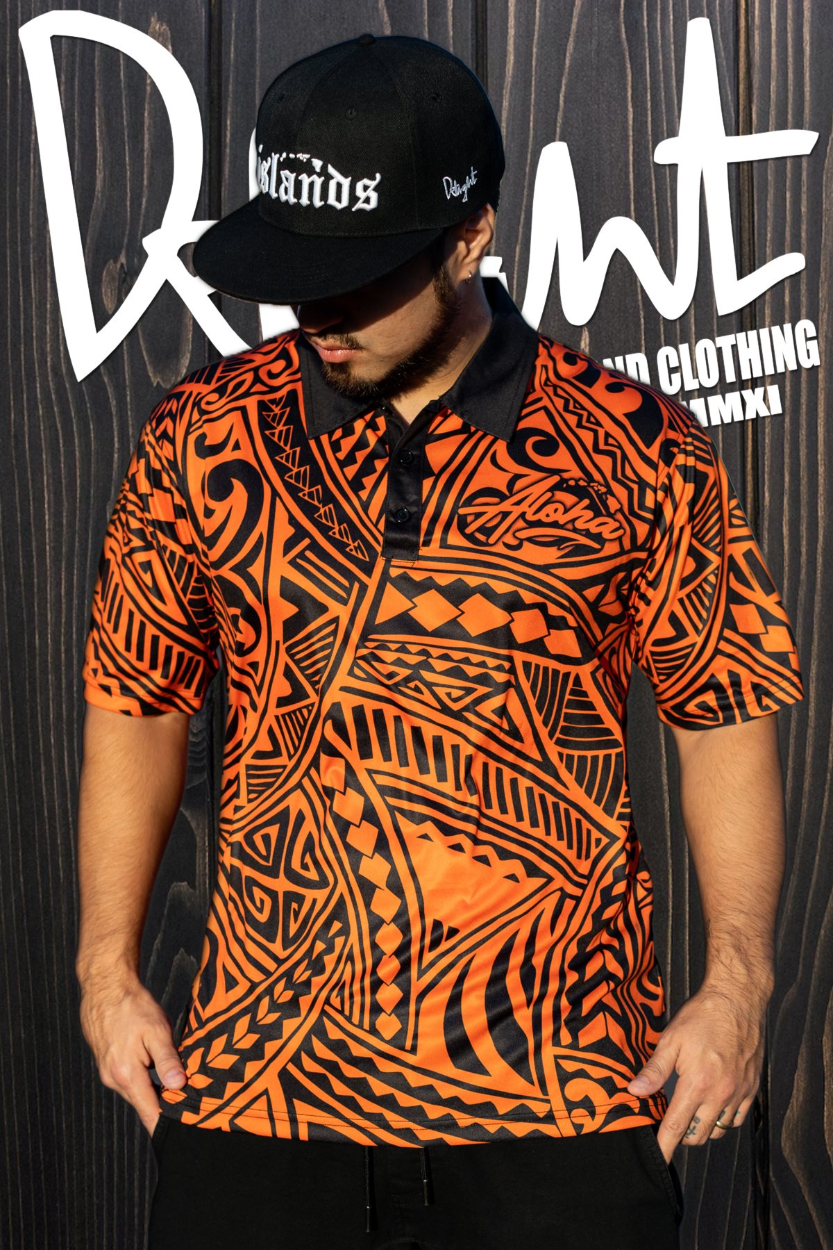 Aloha Islands 2-Tone Polo (Black/Orange)