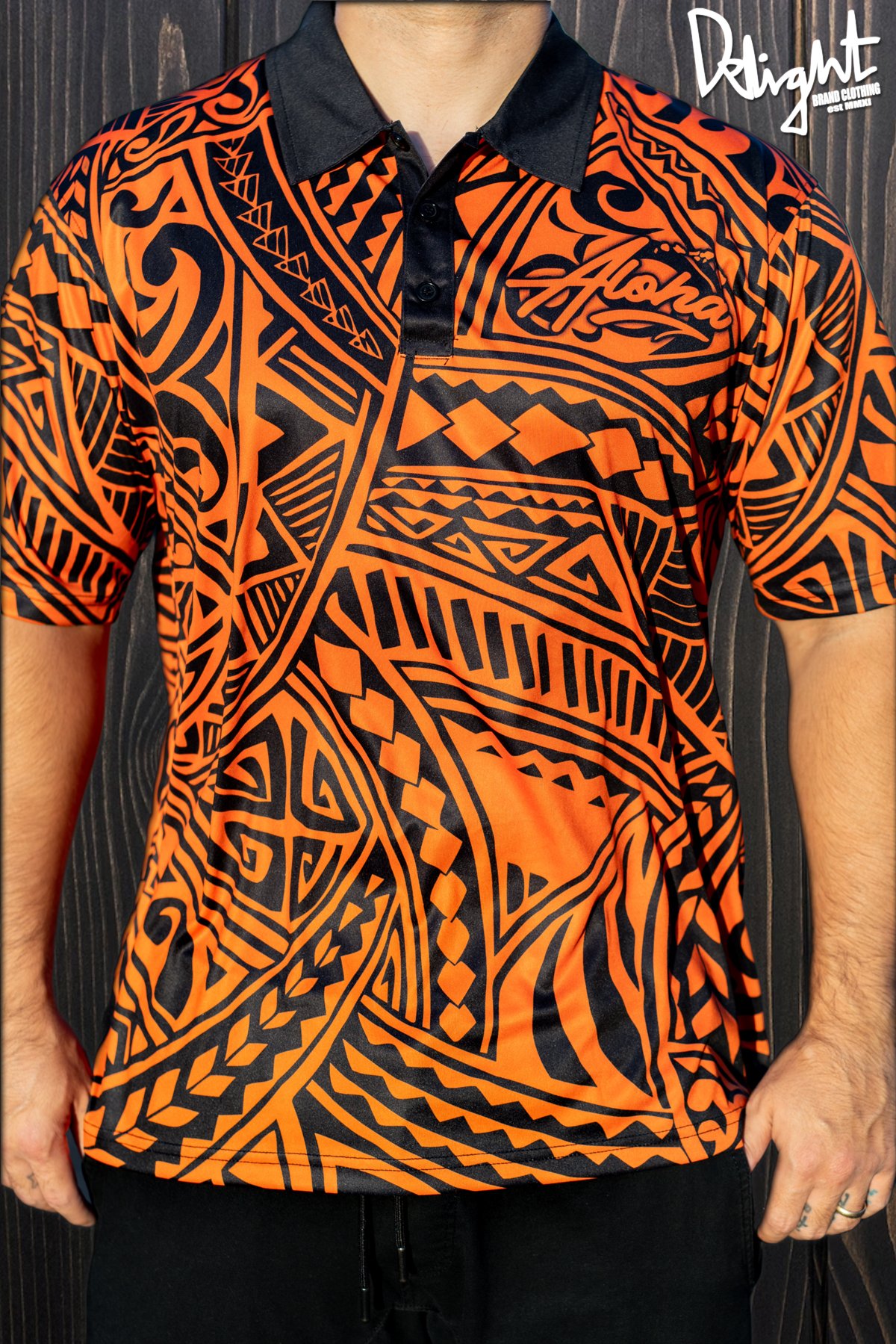 Aloha Islands 2-Tone Polo (Black/Orange)