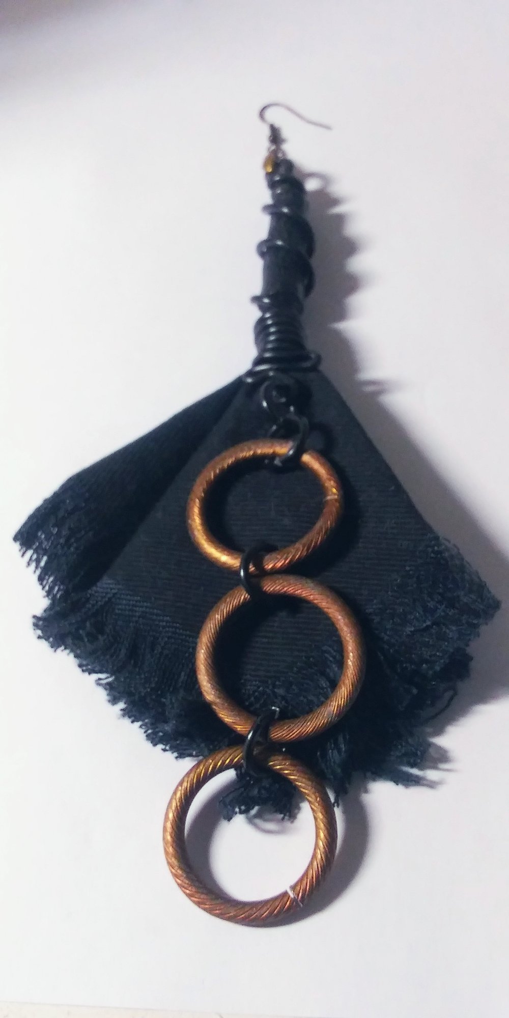 Image of Black Denim, Wired, Beaded, Custom Earrings