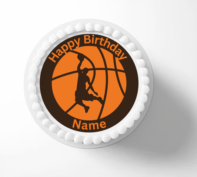 PERSONALISED Pre-cut Birthday BASKETBALL Toppers / Cupcake Cookie Cake Edible Toppers
