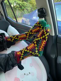 Image 2 of African Print Socks Unisex Kente Print Geometry Pattern One Size 6-12