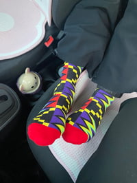 Image 1 of African Print Socks Unisex  Kente Geometric Pattern One Size 6-12