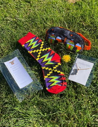 Image 3 of African Print Socks Unisex  Kente Geometric Pattern One Size 6-12