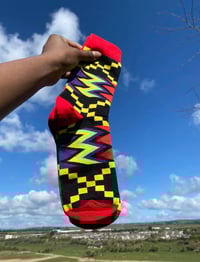 Image 4 of African Print Socks Unisex  Kente Geometric Pattern One Size 6-12
