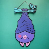 Image 1 of Hanging Bat - Wooden Wallhanging