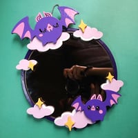 Image 1 of Bats in the Night - Dark Round Mirror with Laser Cut Handpainted Frame