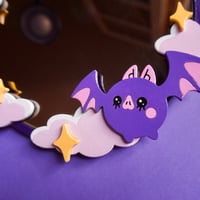 Image 2 of Bats in the Night - Dark Round Mirror with Laser Cut Handpainted Frame