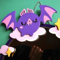 Image 3 of Bats in the Night - Dark Round Mirror with Laser Cut Handpainted Frame